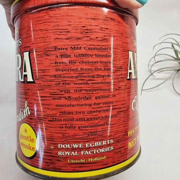 Vintage Red Tobacco Tin Amphora Douwe Egberts 14 Oz Holland Mild Cavendish Can - Picture 9 of 10
